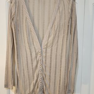 Deletta Beige Striped Cardigan